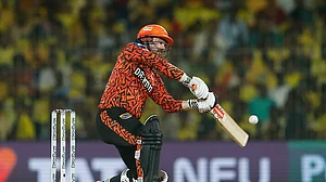 AP Photo/R.Parthiban : Sunrisers Hyderabad's Travis Head plays a shot during the Indian Premier League cricket match between Chennai Super Kings and Sunrisers Hyderabad in Chennai.