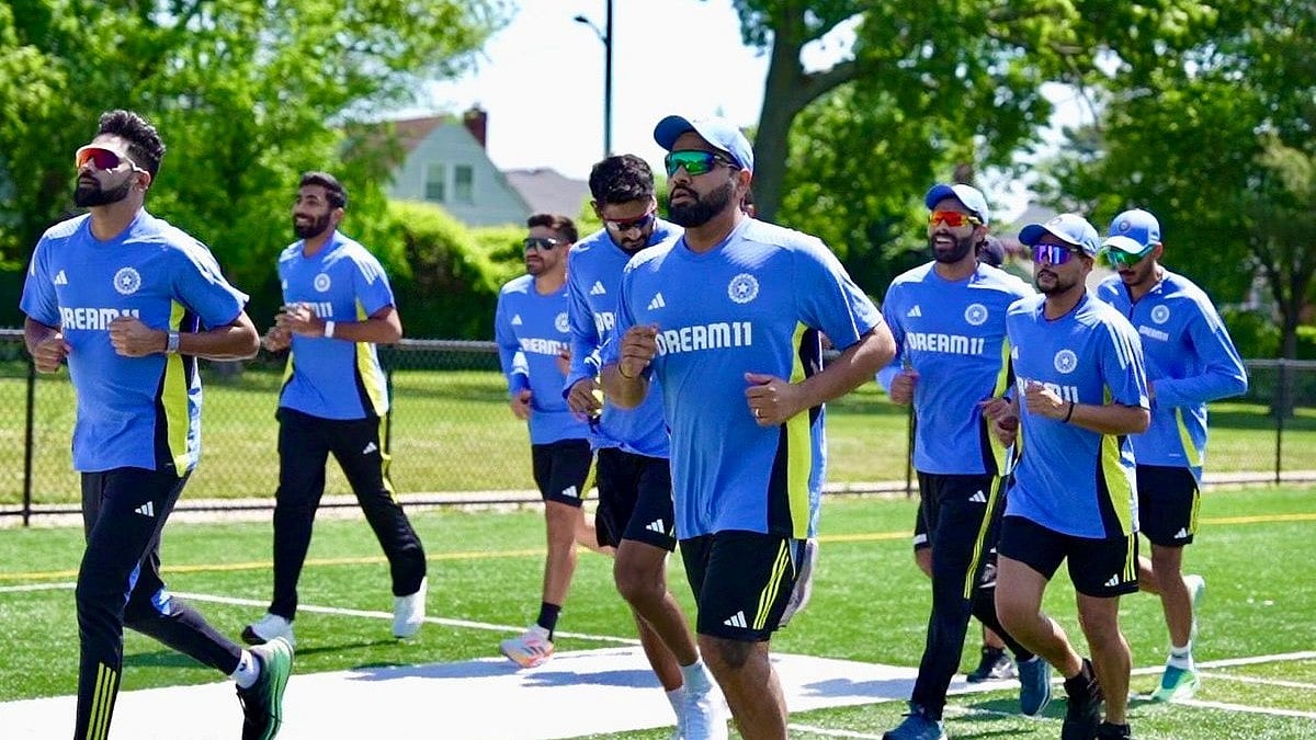 India squad in practice ahead of the 2024 ICC T20 World Cup.  - X | Rohit Sharma