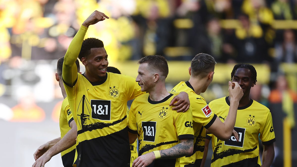 Borussia Dortmund's Marco Reus celebrates.