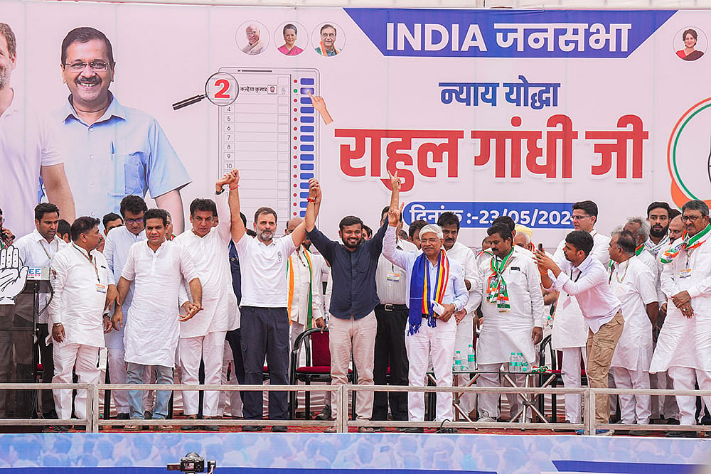 | Photo: PTI/Manvender Vashist Lav : Congress public meeting in Delhi