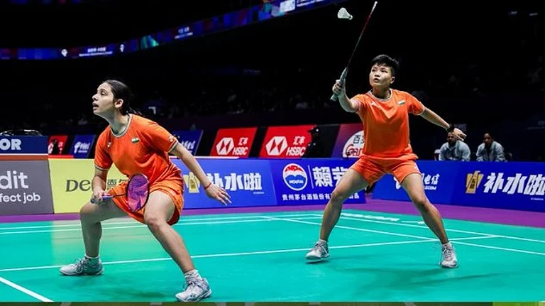 India women's badminton team in action at the 2024 Uber Cup in China. - X | BAI Media