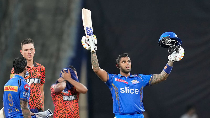 SKY After smashing 51-ball ton against SRH in IPL 2024. AP Photo