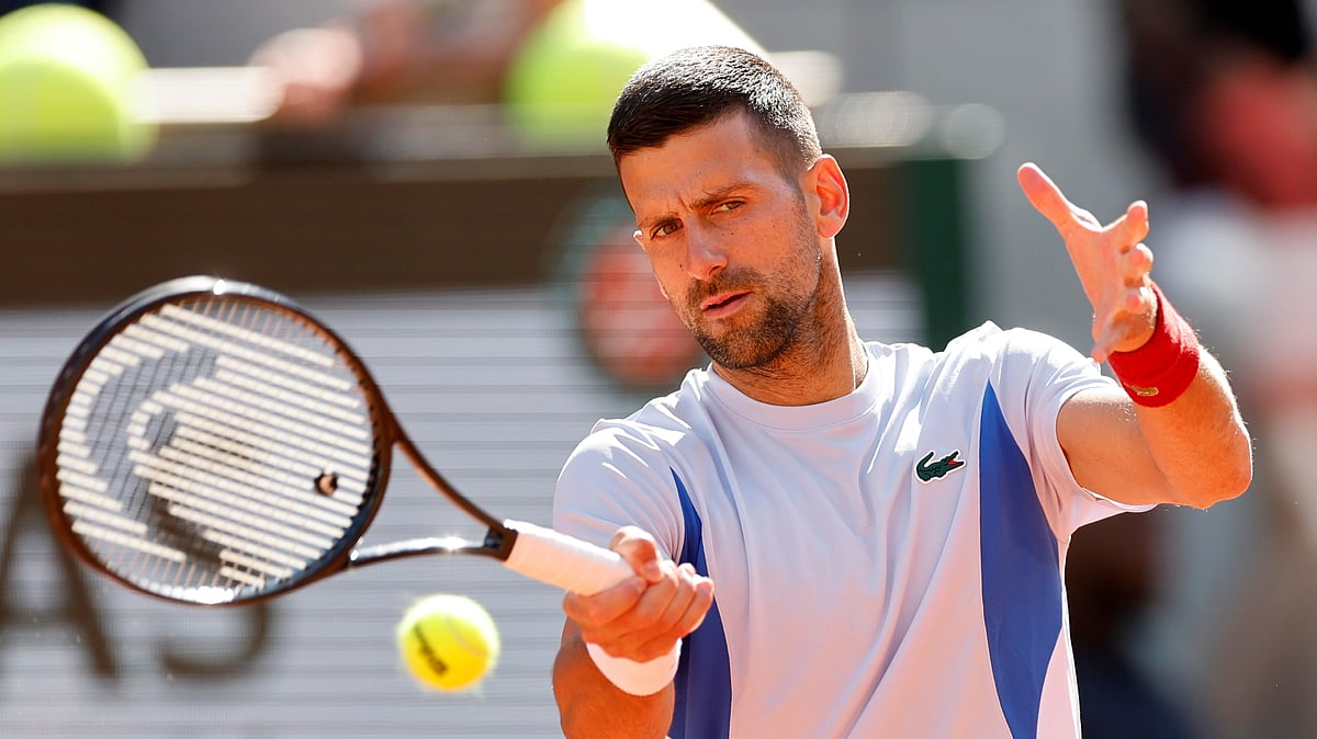 (AP Photo/Jean-Francois Badias) : Serbia's Novak Djokovic in action at the French Open tennis tournament.