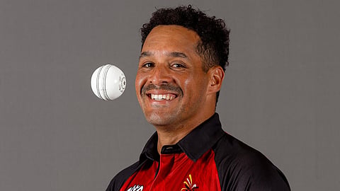 Papua New Guinea team player in new kit for the ICC T20 World Cup 2024.