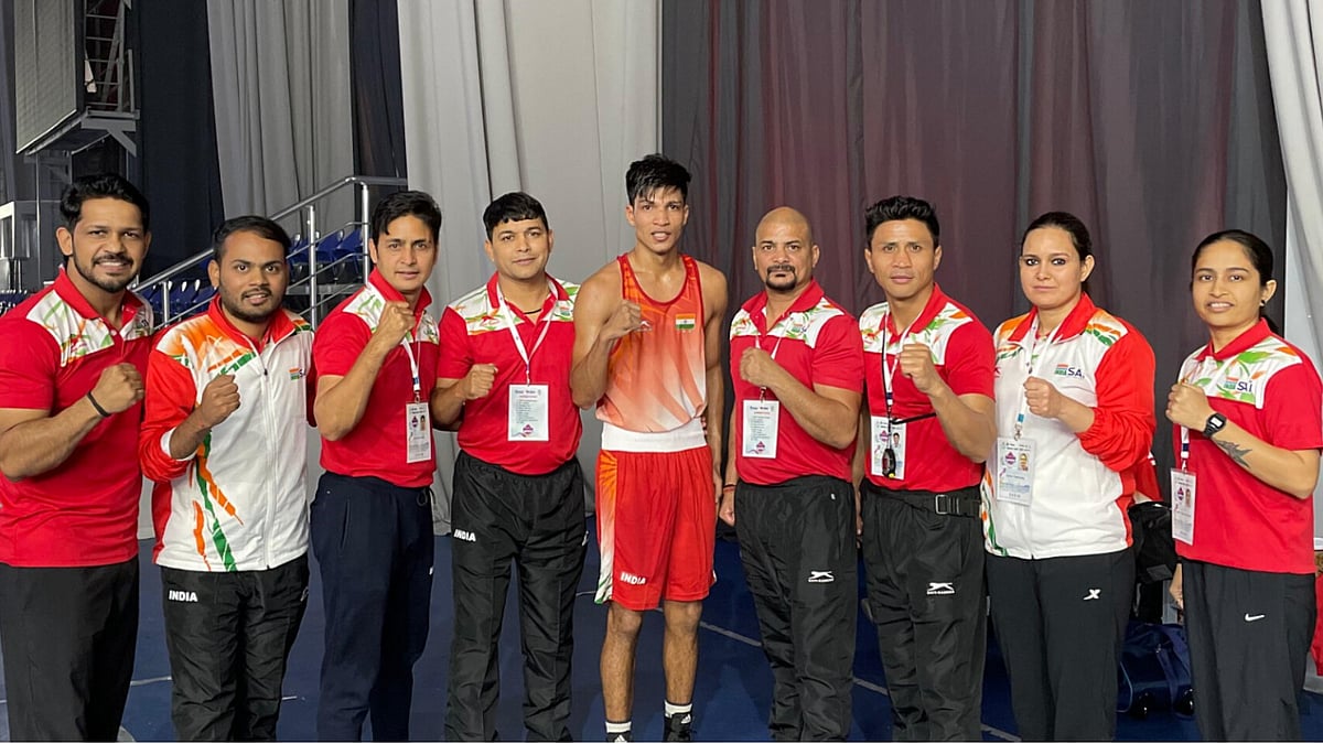 Indian boxer Preet Malik at the ASBC Asian Under-22 Boxing Championships in Kazakhstan.   - X/Boxing Federation
