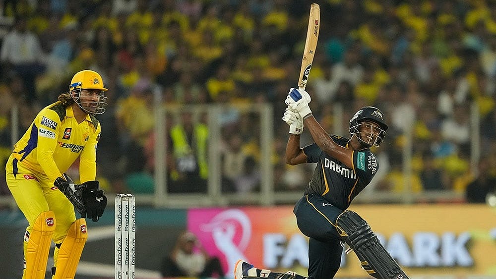 Photo: AP/Ajit Solanki : Gujarat Titans' Sai Sudharsan