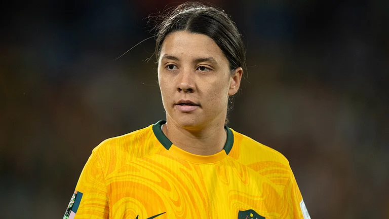 Sam Kerr in action for Australia at the 2023 World Cup - null