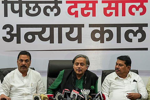 Shashi Tharoor addressing media