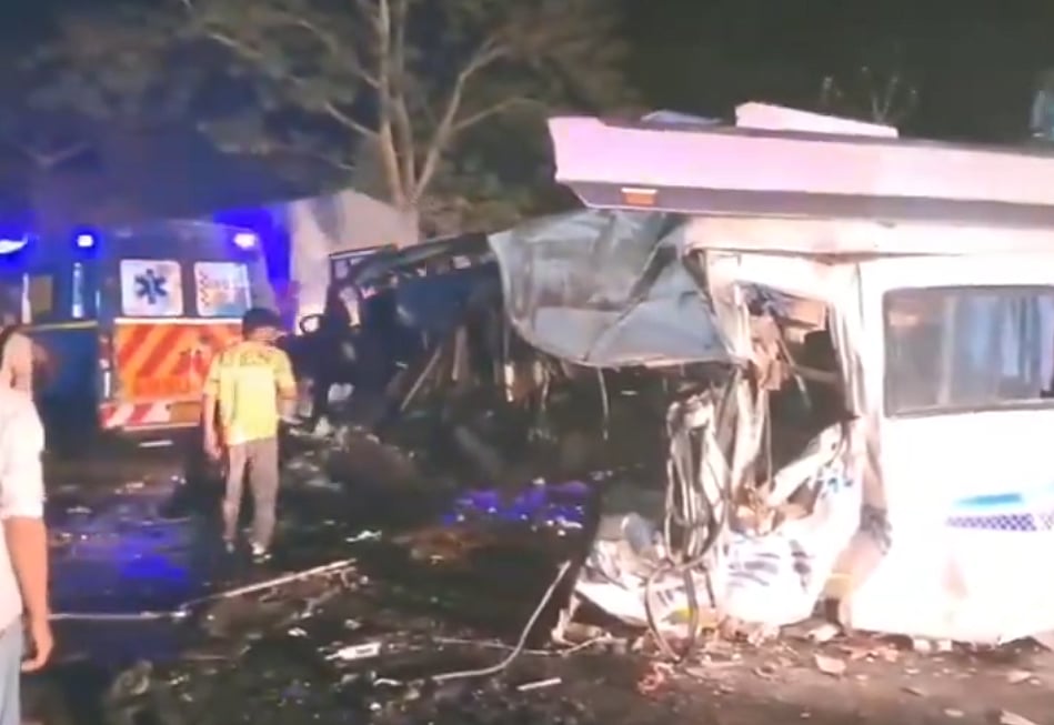Screengrab from X/ @ANI : Visuals from the scene of the accident. 