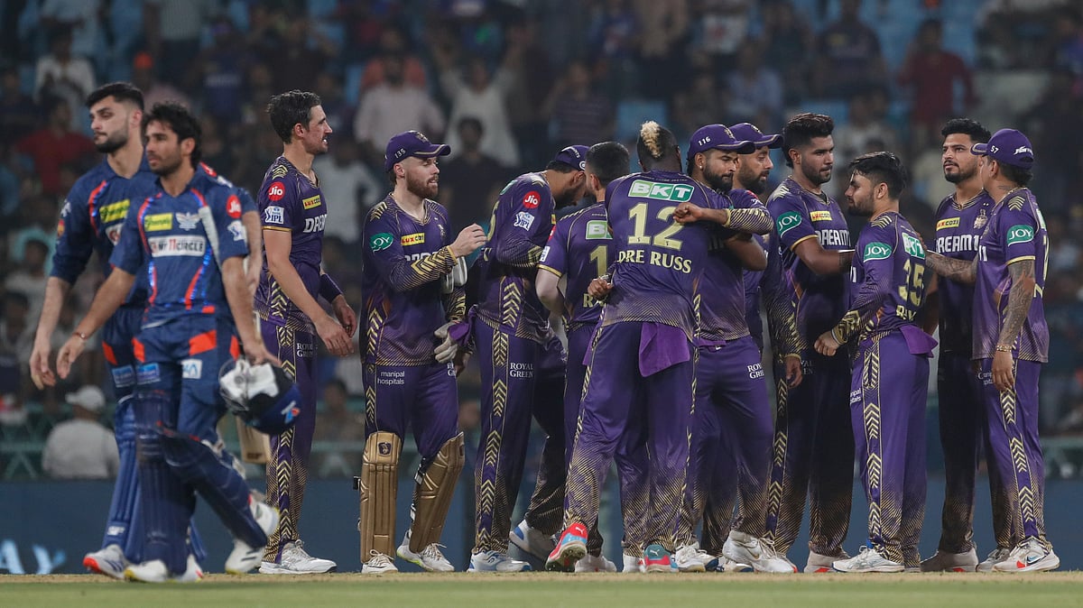 team celebrating win against LSG in IPL 2024. AP Photo