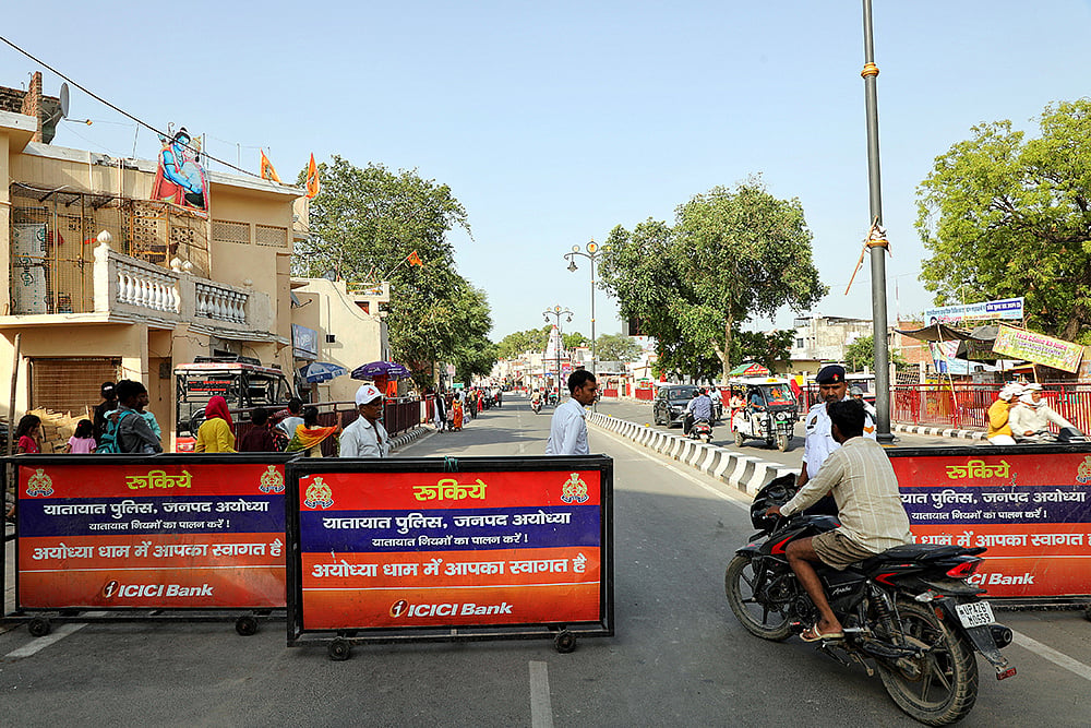 barricades in Ayodhya