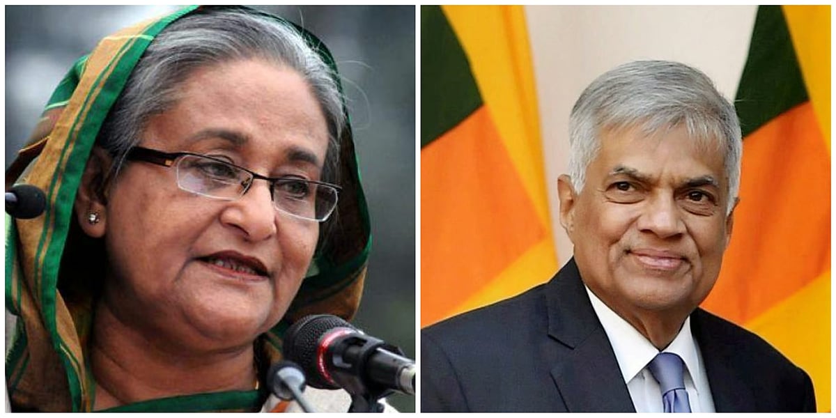 Bangladesh PM Sheikh Hasina (R) and Sri Lankan President Ranil Wickremesinghe (L) | - PTI