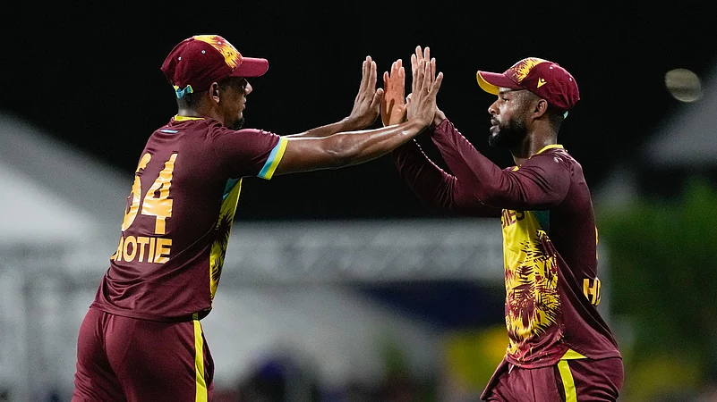 Shai Hope and Gudakesh Motie. AP Photo