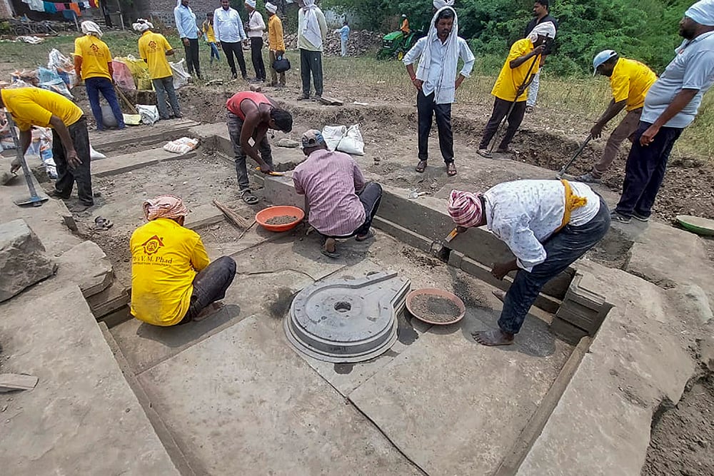 temple base was found, in Maharashtras Nanded