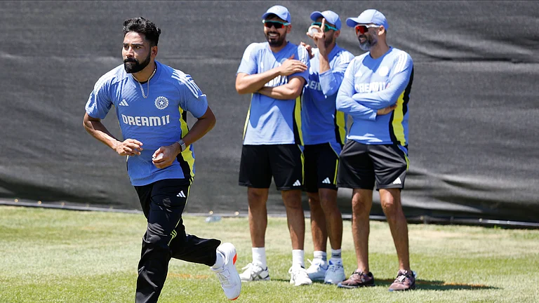 Mohammad Siraj during the practice session ahead of the first match against Ireland in the ICC T20 World Cup 2024. - Photo: X/ @BCCI