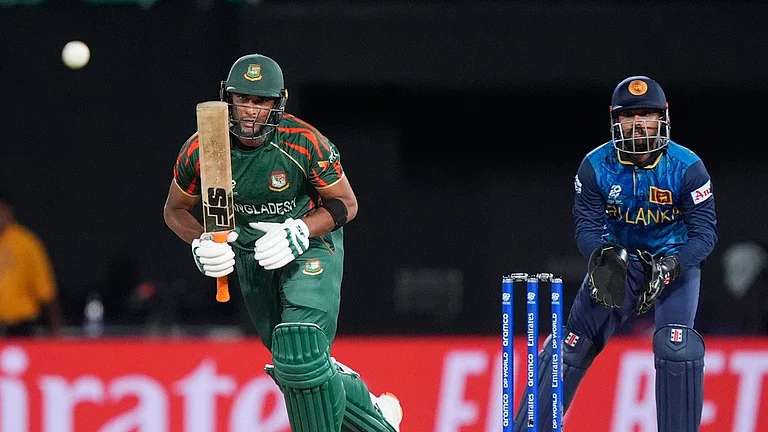Mahmudullah bats during the Bangladesh vs Sri Lanka, T20 World Cup 2024 match in Texas. - AP/LM Otero