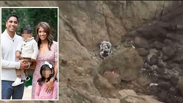 X/@CollinRugg
 : The family miraculously survived the crash despite the car, a Tesla, falling over 250 feet