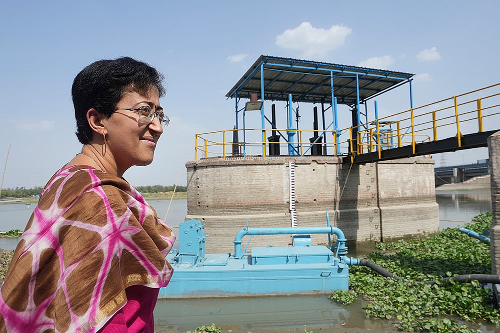 Atishi at Wazirabad water treatment plant