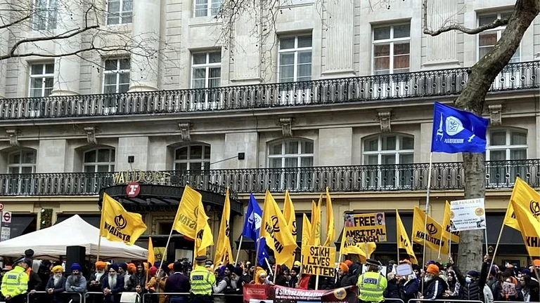 Pro-Khalistan leaders, supporters during a protest in London. - PTI