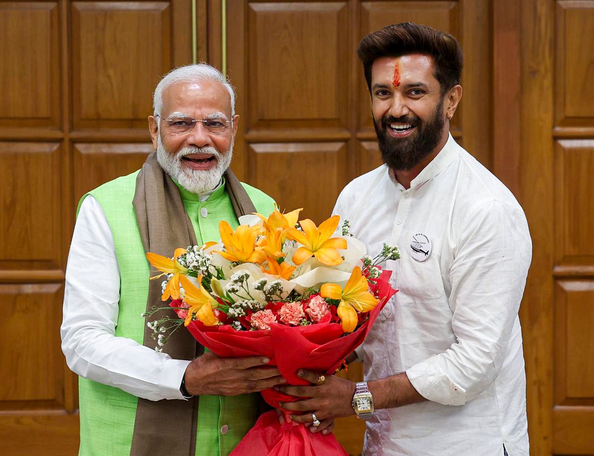 PTI : Lok Janshakti Party (Ram Vilas) chief Chirag Paswan and PM Modi|