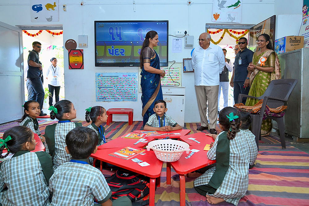 Gujarat CM Bhupendra Patel during Shala Praveshotsav 2024