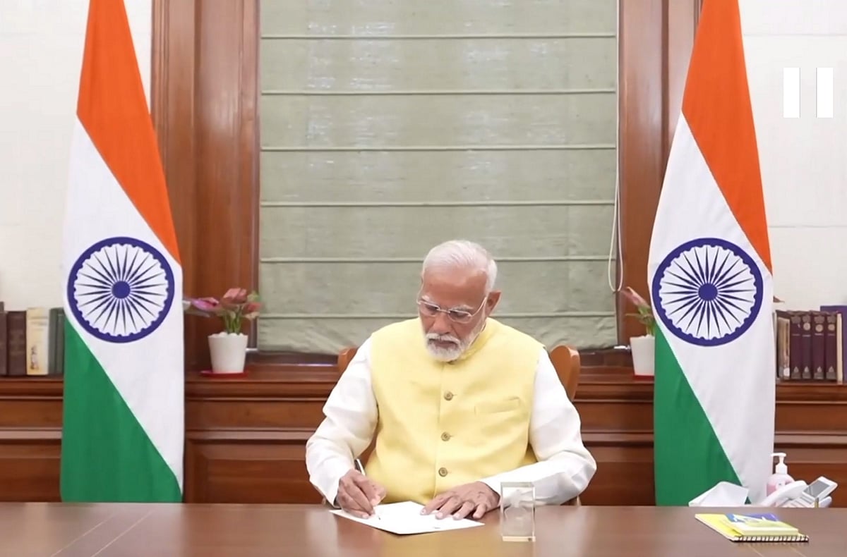 Prime Minister Narendra Modi takes charge of the office, in New Delhi, Monday, June 10, 2024.  - PTI