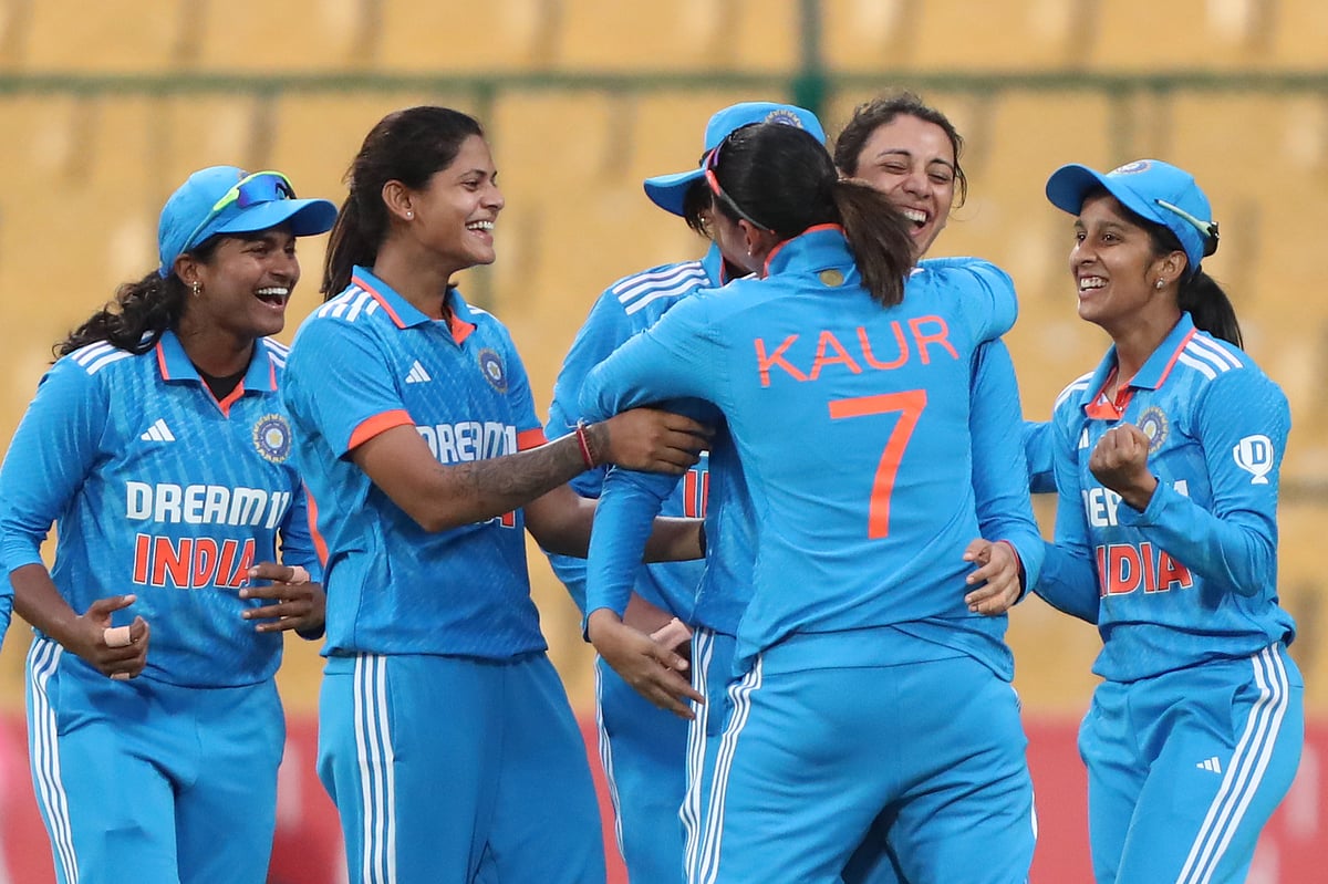 India women celebrate their win over South Africa women in the 2nd ODI match on June 19, Wednesday at M Chinnaswamy stadium, Benglauru.  - X | BCCI Women 
