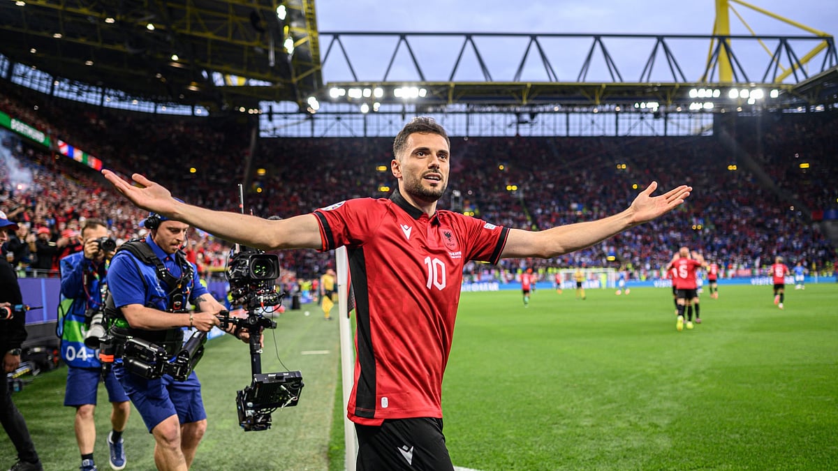 Nedim Bajrami celebrates his historic goal - null