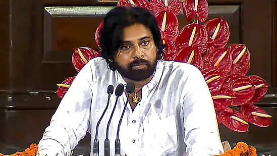 Telugu superstar and Jana Sena Party (JSP) president Pawan Kumar, the new Deputy CM of Andhra | - PTI