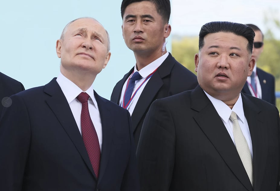 AP : Russian President Vladimir Putin and North Korean leader Kim Jong Un |