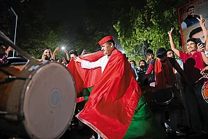 Photo: Getty Images : The Big Win: Samajwadi Party workers celebrating after election results