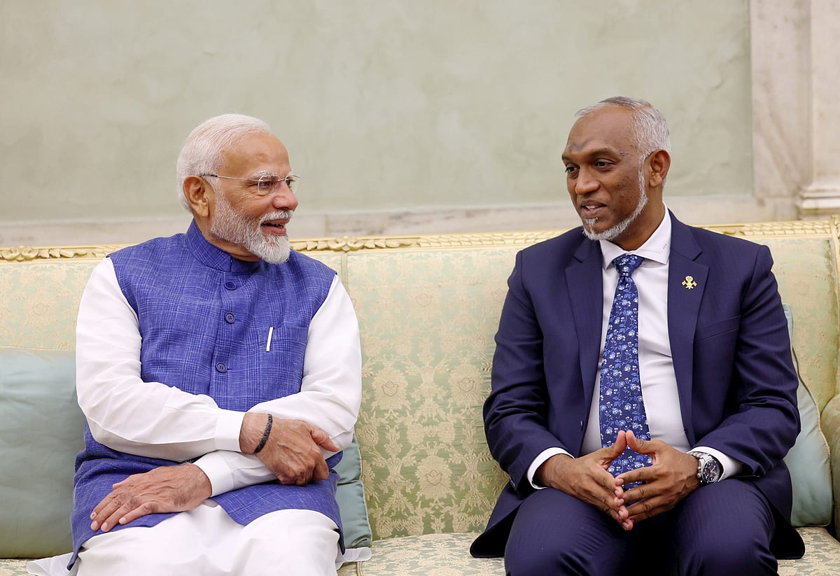 PTI : Prime Minister Narendra Modi with President of Maldives Mohamed Muizzu 
