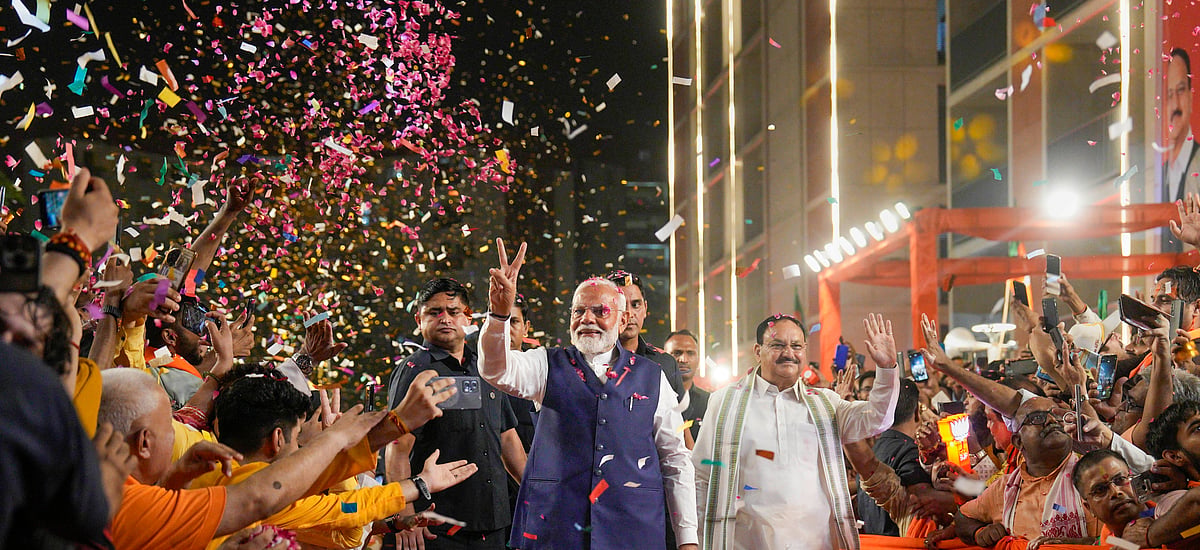 PTI : PM Modi at BJP HQ in Delhi |