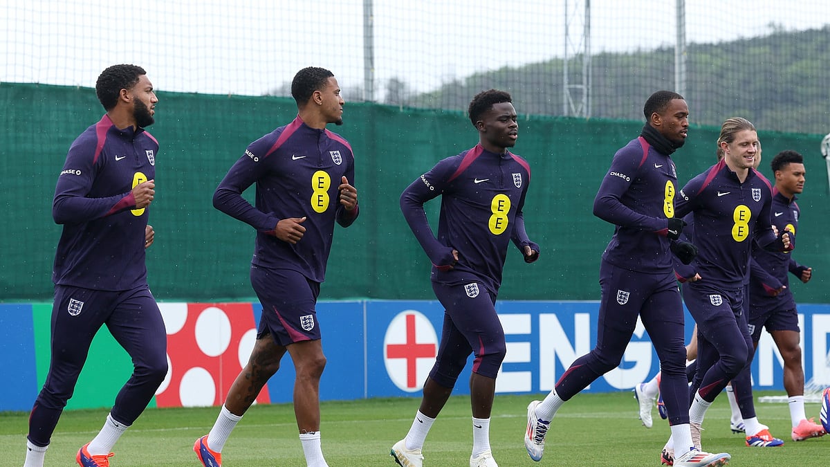 Photo: X/ @England : England national football team players during a practice session before their clash against Serbia in the UEFA Euro 2024 opener.