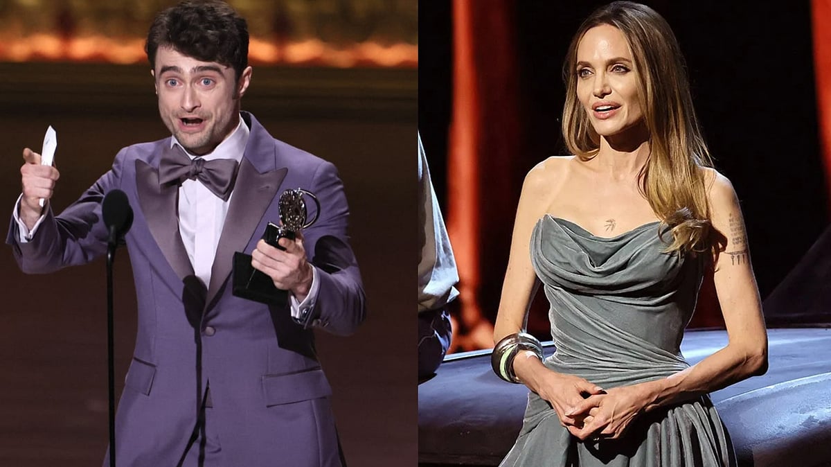 X : Daniel Radcliffe and Angelina Jolie at the 2024 Tony Awards