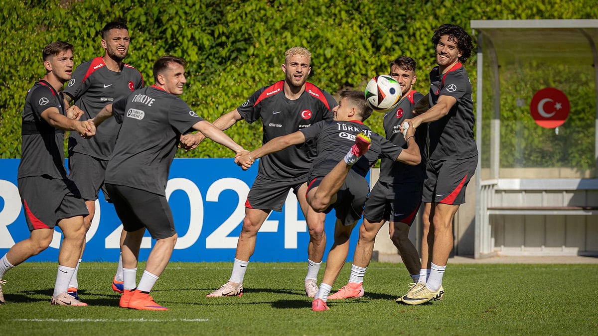 Photo: X/ @MilliTakimlar : Turkish football team during a practice session at the UEFA Euro 2024.