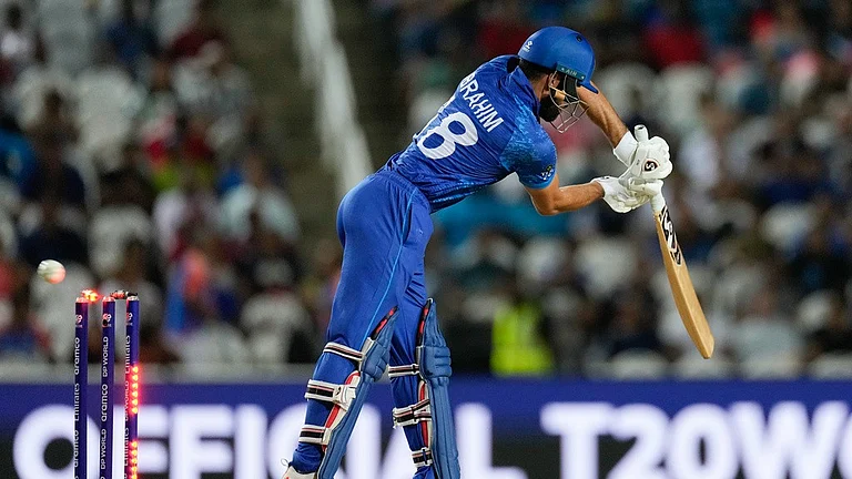 Ibrahim Zadran is clean bowled by Kagiso Rabada, during the Afghanistan vs South Africa, ICC T20 World Cup 2024 match in Trinidad on Thursday (June 27). - AP/Ricardo Mazalan