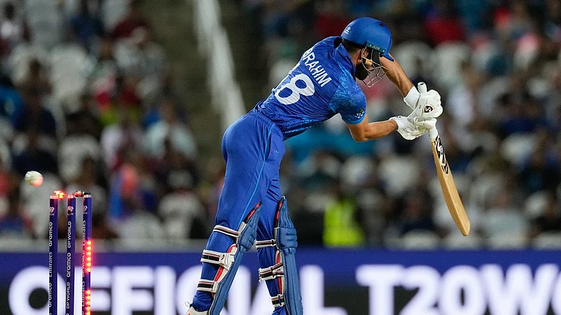 Ibrahim Zadran clean bowled, AFG vs SA, ICC T20 World Cup 2024, AP photo