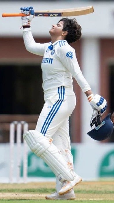 X/@BCCIWomen : Shafali Verma celebrating her double ton on June 28th.