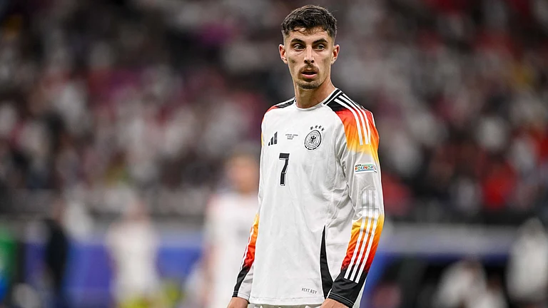 Kai Havertz will hope to lead Germany's line against Denmark. - null