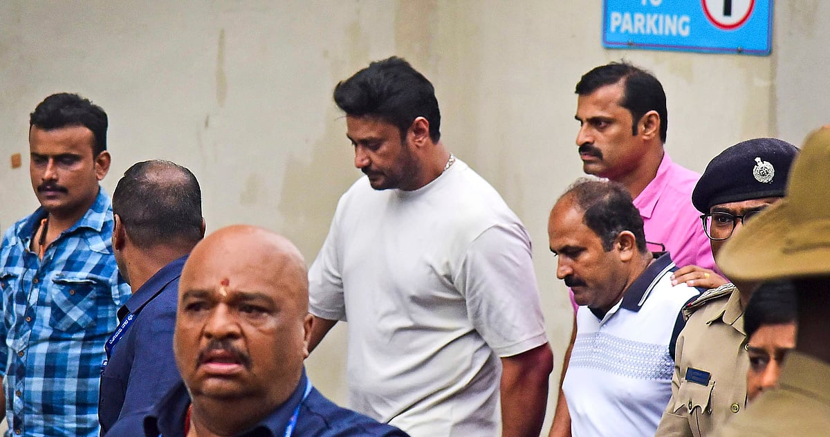 PTI : Bengaluru: Kannada actor Darshan Thugadeepa being taken to a hospital for medical check up, Bengaluru, Tuesday, June 11, 2024. 