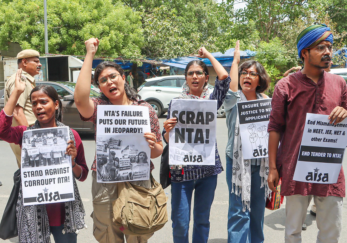 AISA protest over NEET exam row.  - PTI