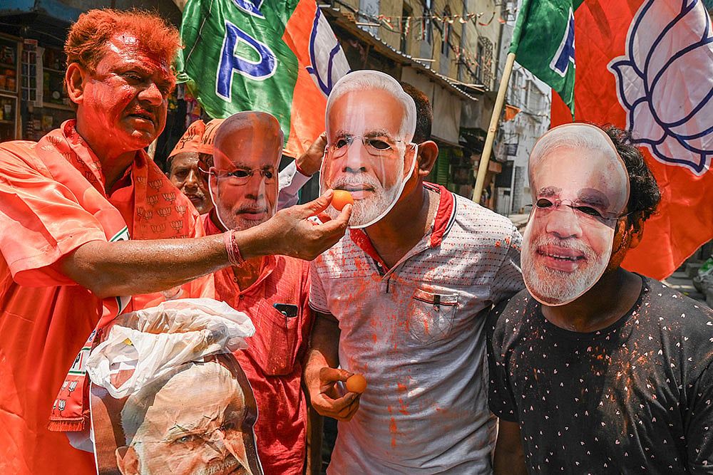 Celebration ahead of Modis oath ceremony as PM