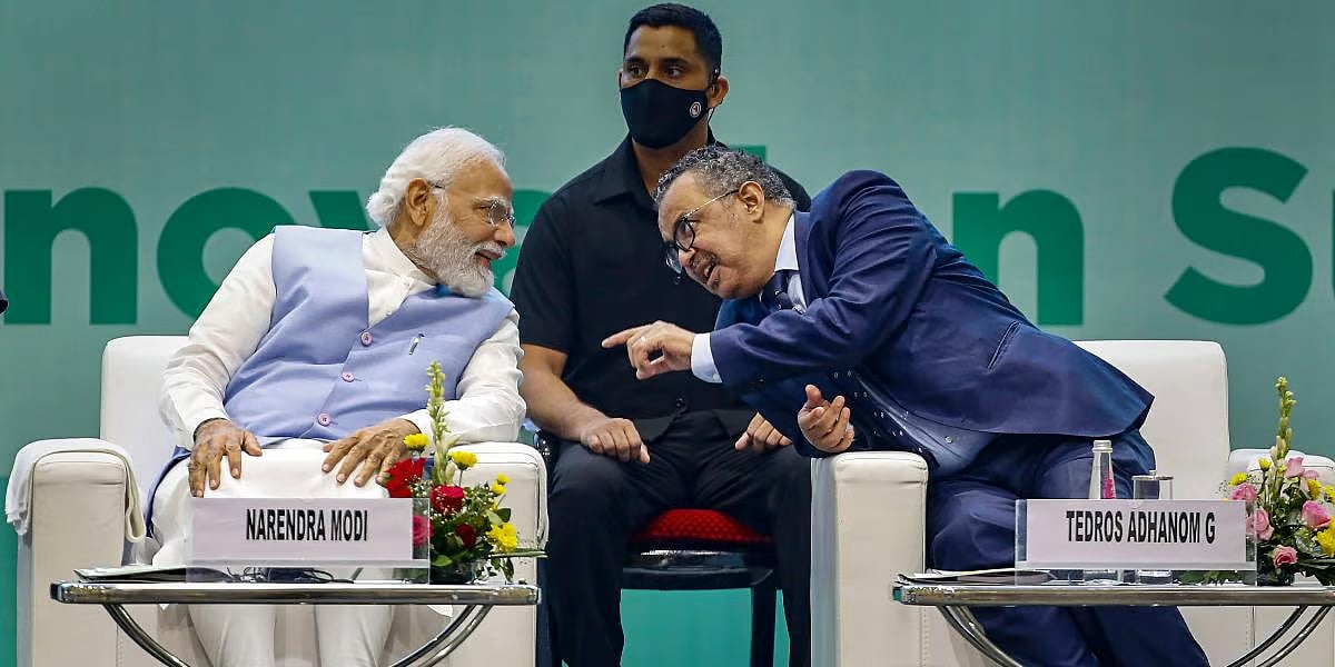 PTI : PM Narendra Modi with WHOchief Tedros Adhanom Ghebreyesus |
