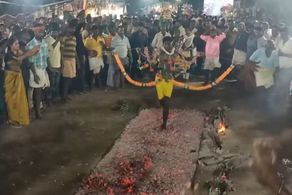 Theemithi festival at Mariamman Temple