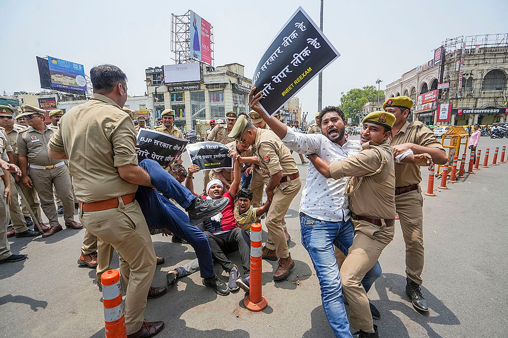 SP protest against UGC-NET 2024 exam cancellation 
