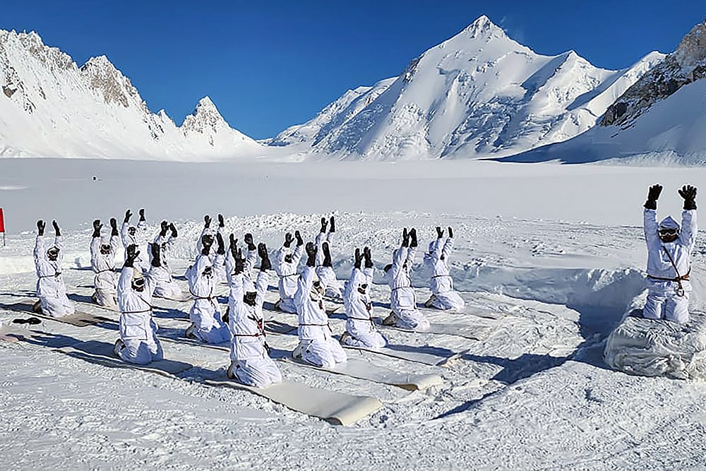 Indian Army perform yoga