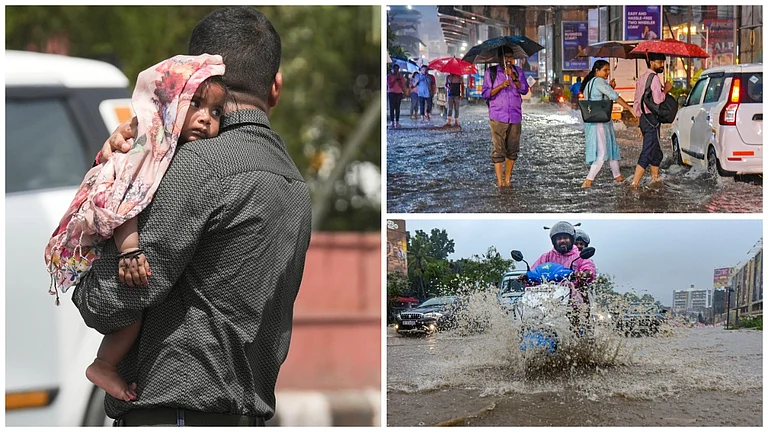 Heatwave and rainfall across India. - PTI