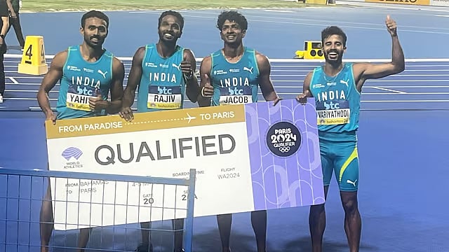 X/Athletics Federation of India : The Indian men's 4x400m relay team which qualified for Paris Olympic Games 2024. 