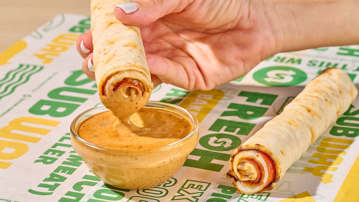 Footlong dipper is served with Subway flatbread. - Subway